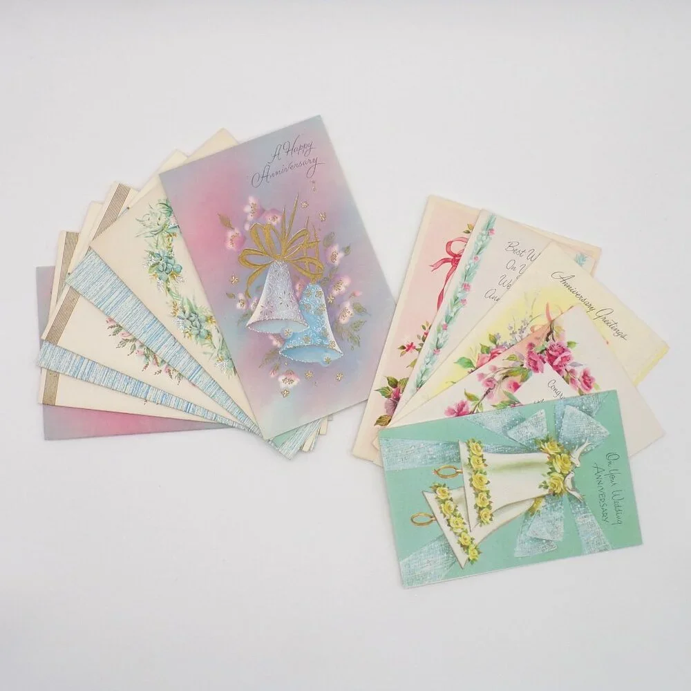 VTG Anniversary Assortment Box 12 Cards Unused Scrapbooking Journaling Ephemera